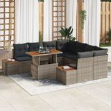 vidaXL Ensemble de jardin 9 pièces, gris, polyrotin