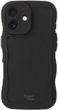 HappyCase Wavy | Hoesje Geschikt voor Apple iPhone 16 | TPU Back Cover | Zwart