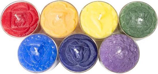 Greenpalm Chakra Theelicht Geurkaarsjes Set - 7 stuks - Diverse Geuren