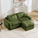 OKWISH Canapé d'angle – Canapé modulaire 2 places avec ottomane – Forme en L, sans montage et avec motif surpiqué – Pour salon ou appartement – Chenille – Vert