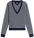 Tommy Jeans Pull en maille Femme M Coton Bleu/Blanc