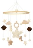 Merkloos Babymobiel Houten mobiel Beige Sterren, manen en wolken
