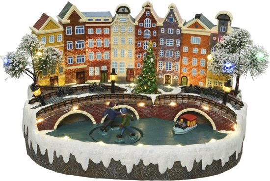 Lumineo LED tafereel kerst Amsterdam - 33x24x22 cm - multi