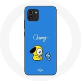 Maniacase Etui voor Samsung Galaxy A03 Bangtan BTS BT21 Chimmy Jimin blauwe achtergrond