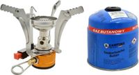 Merkloos Opvouwbaar mini-campingkooktoestel/kookpit - zilver - incl. gas navulling 500 gram