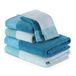 AmeliaHome Handdoekenset, 6-delig, 100% katoen, 70x140, 50x90, 30x50 cm, rand lichtblauw, cyaan, 500 g/m²
