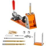 Kit de gabarit de poche 30 pièces, réglable et facile à utiliser, avec forets étagés, clés, bagues de butée et embouts carrés, double échelle pour projets de menuiserie DIY.