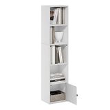 Furinno Luder Boekenkast met 5 niveaus en opbergkast met 1 deur, wit