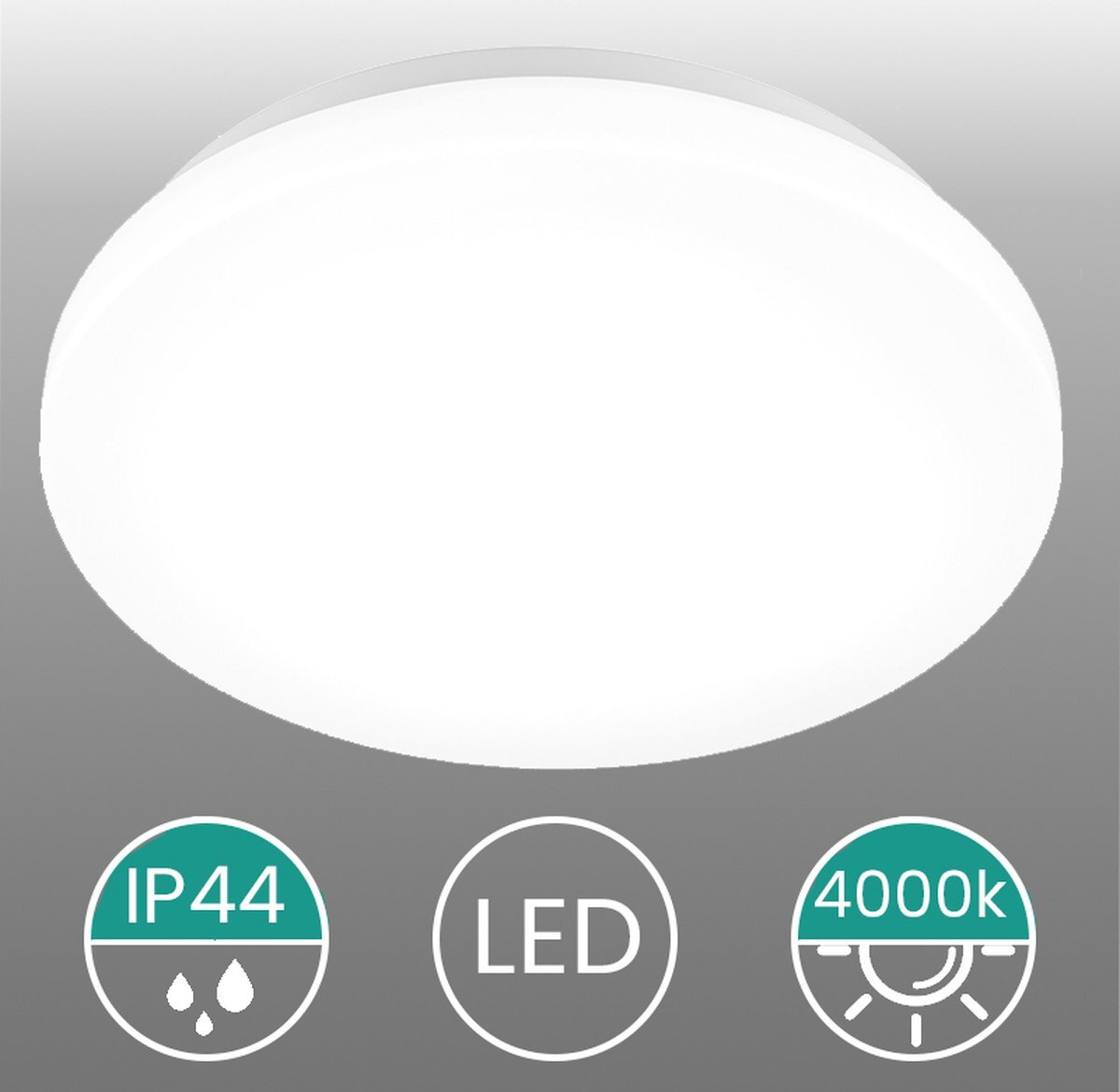 LED WhiteLabel Badkamerlamp - Plafondlamp - LED - IP44 - Ø25.5cm - 4000K Neutraal wit