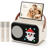 Karaokeset - 2 microfoons - Bluetooth 5.3 luidspreker - 40 W - Beige - Voor kinderen en adultes