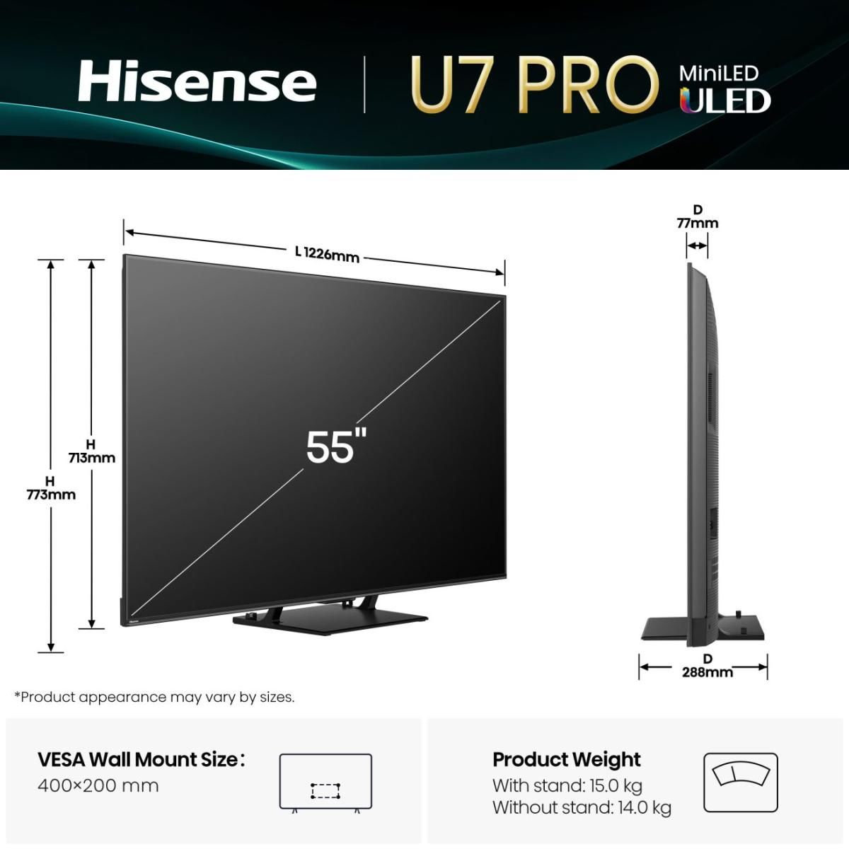 Hisense 55U7Q PRO / TV screen / 55 inch / 2025