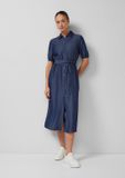 s.Oliver Lyocell midi overhemdjurk met strikceintuur blauw