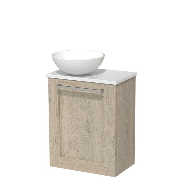 Maxaro Toiletmeubel Modulo Lichtgrijs Eiken Kader 41 cm Hoogglans Wit