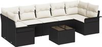 vidaXL Tuinbank Set 8-delig Zwart Polyrattan