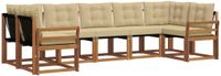 vidaXL - Hoek loungeset - 7 zitplaatsen - Acacia hout - Natuurlijk en beige