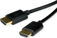 ROLINE HDMI HighSpeed kabel met Ethernet, Slim, M/M, zwart, 1,5 m
