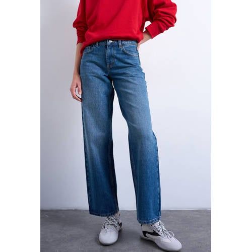 TOPSHOP Tscinch Lr Wide Dnm Jeans Mb Noos straight leg jeans medium blue denim