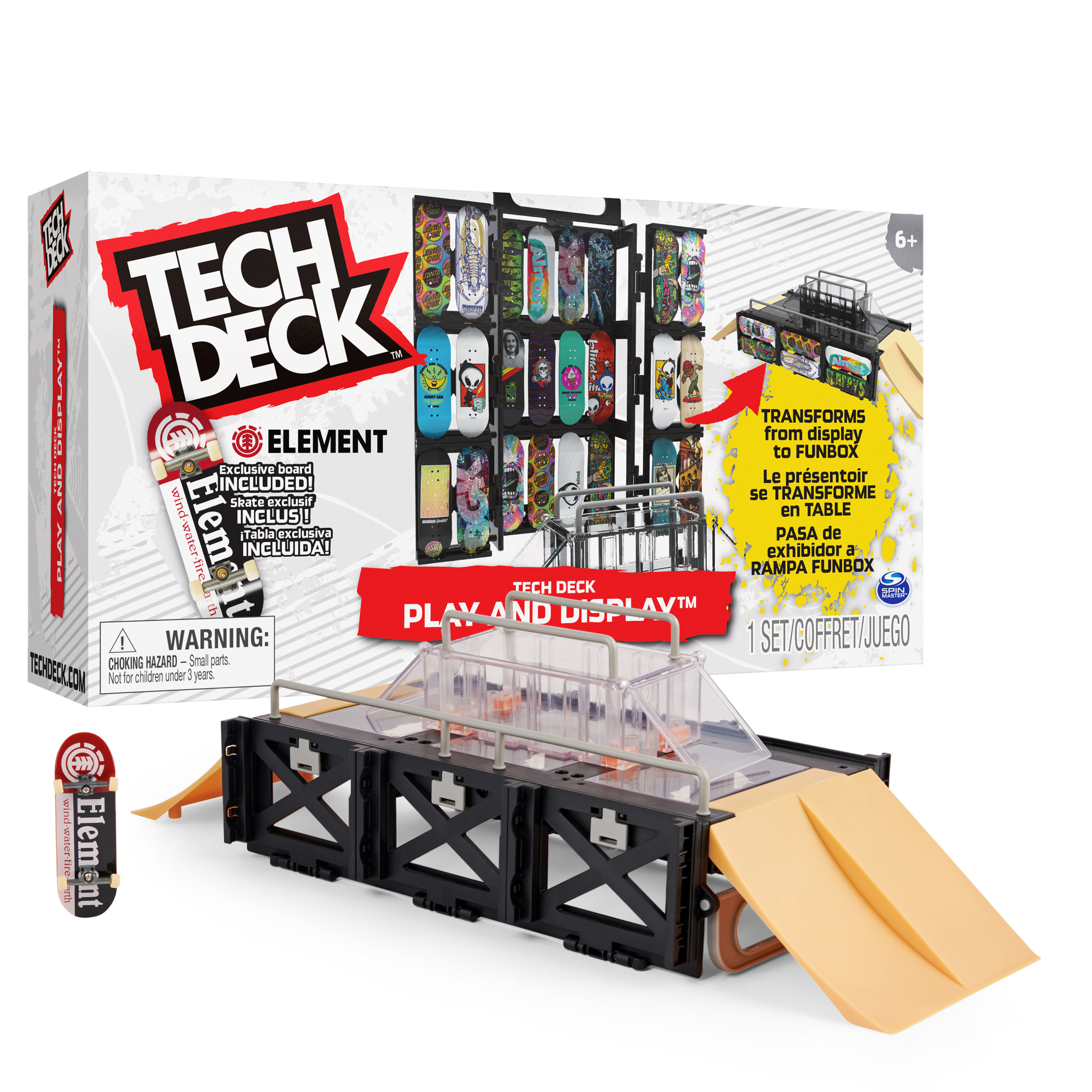 Spin Master Tech Deck Play and Display - Transformerende skatepark-schansset en raagkoffer met vingerboard