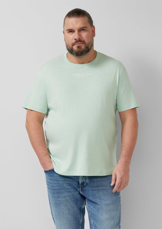 s.Oliver Big Size s.Oliver T-shirt 4XL Licht turquoise Katoen Ronde hals Korte mouw Effen