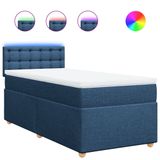 vidaXL Boxspringbed met matras, blauw, 90x200 cm, stof