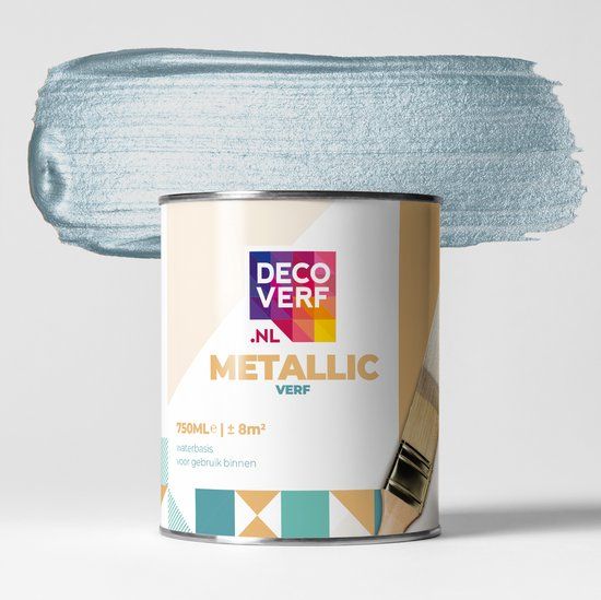 Decoverf Metallic Muurverf Mistig Blauw - 750ml - Metallic Look - Voor Binnen