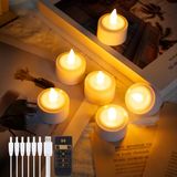 EXTSUD Oplaadbare LED-theelichtjes | 6 stuks elektrische LED-kaarsen met afstandsbediening en timer | USB opladen vlamloos theelicht met 5 helderheidsniveaus voor bruiloft Halloween kerstfestival