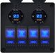 ProRide Schakelpaneel 12V voor Auto/Boot - USB Stopcontact 4 Poorten met Voltmeter - Blauw