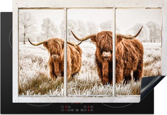 KitchenYeah® Inductie beschermer 77x51 cm - Schotse hooglander - Inductiebeschermer