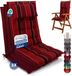Beautissu Sun-HL - Set de 3 coussins premium dossier haut avec appui-tête 120x50 cm résistant aux UV & coussin de 8 cm d'épaisseur coussin de chaise de jardin sangles de fixation antidérapantes tissu résistant rayé rouge