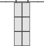 vidaXL Schuifdeur met beslag 76x205 cm gehard glas en aluminium