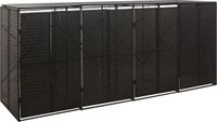 vidaXL Containerberging viervoudig zwart polyrotan 274x80x117 cm