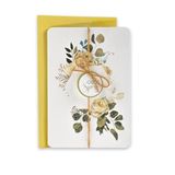 LINA OFFICINE GRAFICHE CREATIVE Elegante bruiloftskaart met applicatie en jute koord, gouden envelop, 11,5 x 16,5 cm