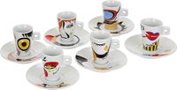 Zeller Present Handels GmbH Porselein Espressokopjes Set 12-delig Faces Wit