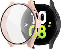 Strap-it Hard case bescherming - Stevig PC hoesje met glasplaat geschikt voor Samsung Galaxy Watch 5 44mm - roze