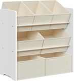 Songmics étagère pour enfants, étagère de rangement pour jouets, bibliothèque pour enfants, avec 7 boîtes de rangement en tissu non tissé, étagère de chambre d'enfant, spacieuse, 29,5 x 62,5 x 60 cm, blanc nuage