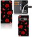 B2Ctelecom Google Pixel 7 Book Case van Kunstleer, Siliconen, TPU met Rozen en Bloemen print