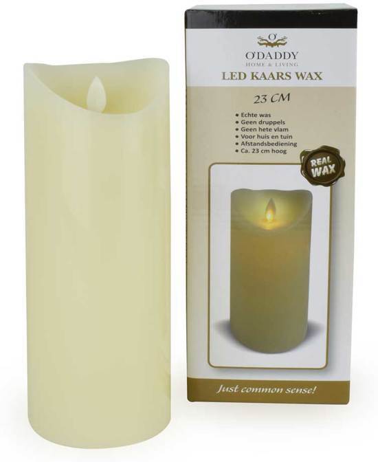 O'Daddy LED Wax Kaars - Met Afstandbediening - creme - 23x8 cm