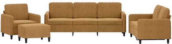 VidaXL 4-delige Loungeset fluweel bruin