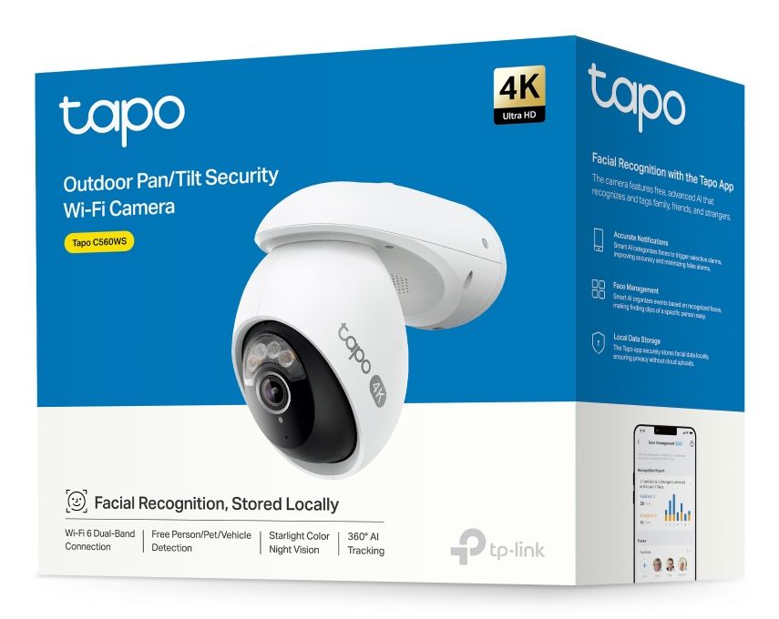 TP-Link Tapo C560WS - Beveiligingscamera buiten - 4K 8MP - Pan Tilt - AI detectie
