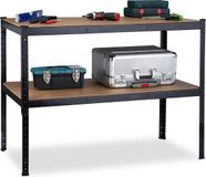 Relaxdays Werktafel - 2 etages - Verstelbaar - tot 150 kg - Garage - 90x120x60 cm