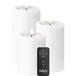 Bougie LED pilier Lot de 3, Ø 7,5 x 10/12,5/15 cm Blanc