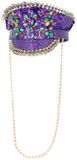 Fever Deluxe Sequin Studded Captains Hat Kostuum Hoed - Paars