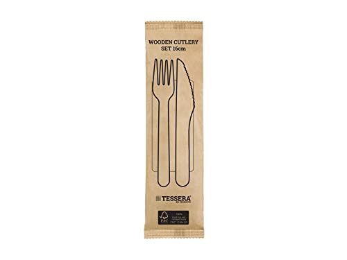 Tessera Bio Products QA1035FSC houten bestekset - 16 cm - 100 stuks
