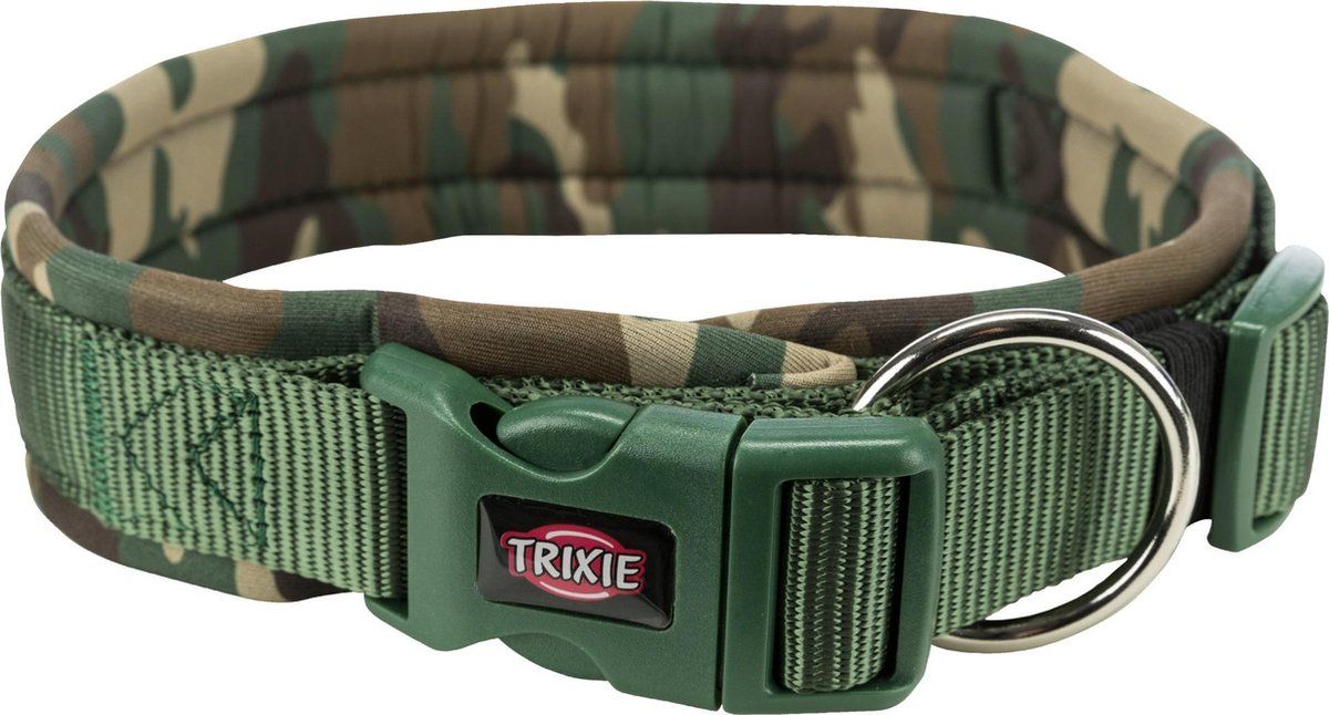 TRIXIE Premium Halsband Hond Neopreen Camouflage Groen 49-55 x 2,5 cm