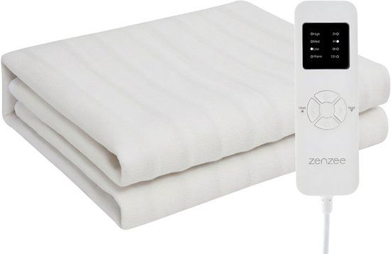 Zenzee Elektrische deken - 190x80 cm - Elektrische onderdeken - Wit - 4 warmtestanden - Timer - 1 persoons