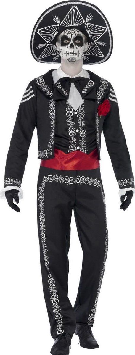 Vegaoo Halloween! kostuum Dag van de Dode Señor Ossa, met jas, broek, hemddeel en hoed