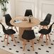 Table de salle à manger en bois de hêtre massif avec 6 chaises - Ensemble de salle à manger, 7 pièces - 120 cm - Design moderne et minimaliste - Convient pour salle à manger, cuisine ou café - Marron clair, noir