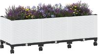 vidaXL Jardinière sur roulettes Blanc 120 x 40 x 44 cm PP