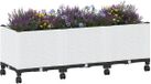 vidaXL Tuin planter met wielen Wit 120 x 40 x 44 cm PP