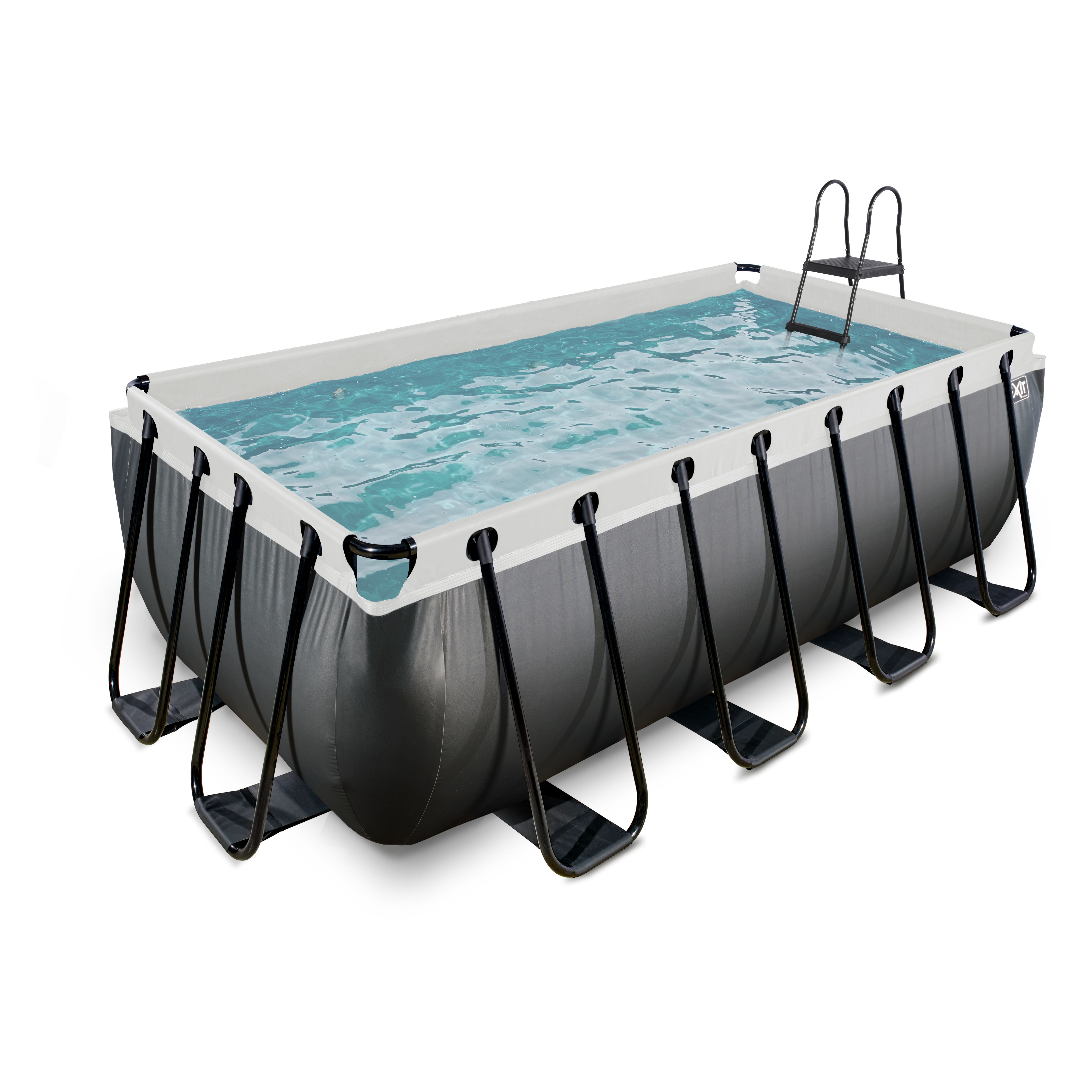 Exit Black Leather zwembad 400x200x122cm met filterpomp - zwart